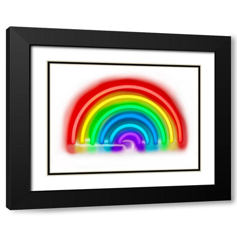 Neon Rainbow W  Black Modern Wood Framed Art Print with Double Matting by Carr, Hailey