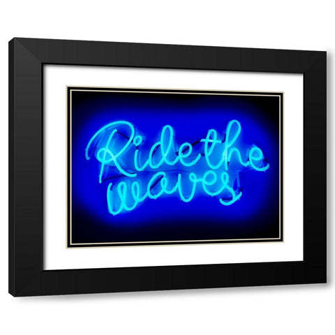 Neon Ride The Waves BB Black Modern Wood Framed Art Print with Double Matting by Carr, Hailey