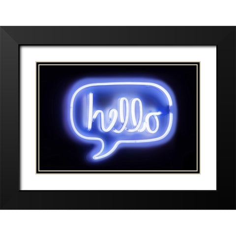 Neon Hello BB Black Modern Wood Framed Art Print with Double Matting by Carr, Hailey