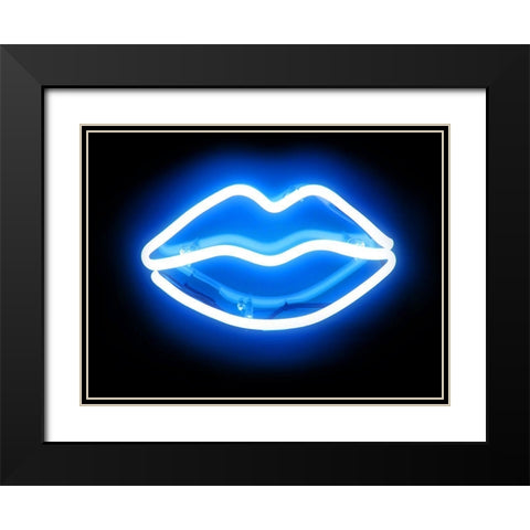 Neon Lips BB Black Modern Wood Framed Art Print with Double Matting by Carr, Hailey