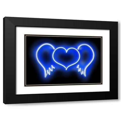 Neon Heart Wings BB Black Modern Wood Framed Art Print with Double Matting by Carr, Hailey