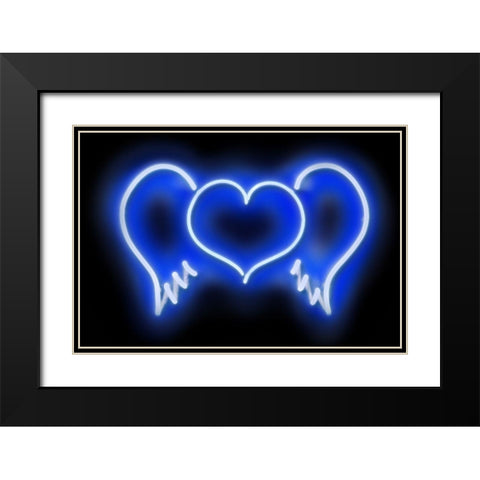 Neon Heart Wings BB Black Modern Wood Framed Art Print with Double Matting by Carr, Hailey