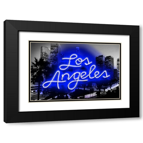 Neon Los Angeles BB Black Modern Wood Framed Art Print with Double Matting by Carr, Hailey