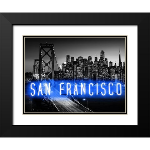 Neon San Francisco BB Black Modern Wood Framed Art Print with Double Matting by Carr, Hailey