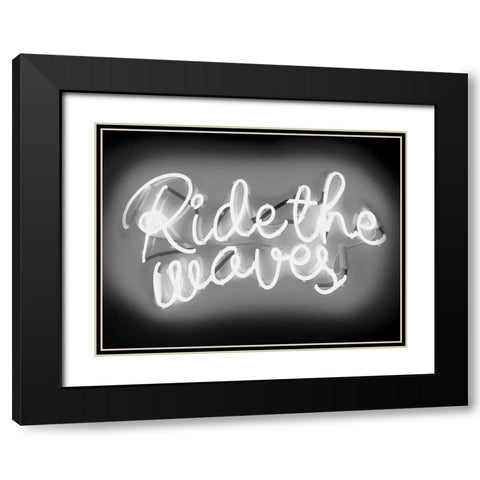 Neon Ride The Waves WB Black Modern Wood Framed Art Print with Double Matting by Carr, Hailey
