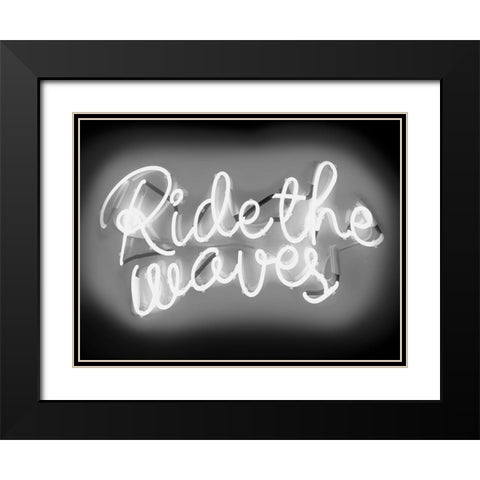 Neon Ride The Waves WB Black Modern Wood Framed Art Print with Double Matting by Carr, Hailey