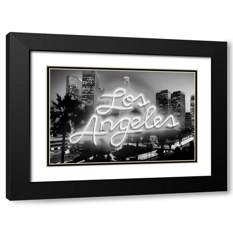 Neon Los Angeles WB Black Modern Wood Framed Art Print with Double Matting by Carr, Hailey