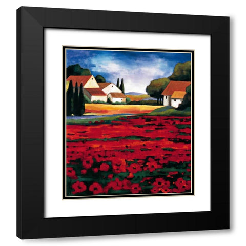 Poppy Field I Black Modern Wood Framed Art Print with Double Matting by Clarke, Janine