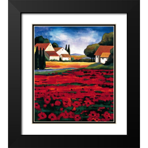Poppy Field I Black Modern Wood Framed Art Print with Double Matting by Clarke, Janine