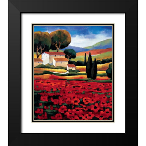 Poppy Field II Black Modern Wood Framed Art Print with Double Matting by Clarke, Janine