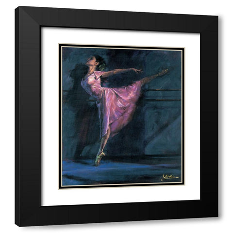 Deep Pink Black Modern Wood Framed Art Print with Double Matting by Kam, Jin G.