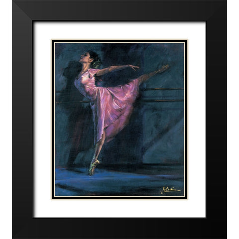 Deep Pink Black Modern Wood Framed Art Print with Double Matting by Kam, Jin G.