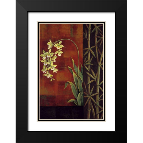Green Orchid Black Modern Wood Framed Art Print with Double Matting by Deveraux, Jill
