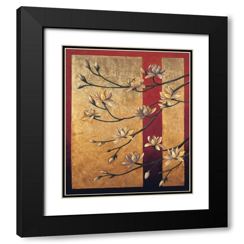 Magnolia Screen Black Modern Wood Framed Art Print with Double Matting by Deveraux, Jill