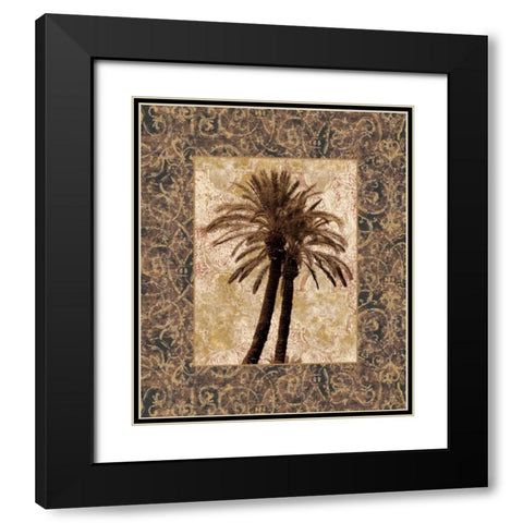 Palm Collage I Black Modern Wood Framed Art Print with Double Matting by Seba, John