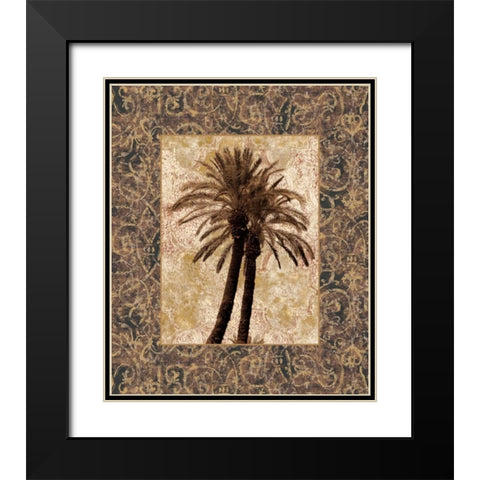 Palm Collage I Black Modern Wood Framed Art Print with Double Matting by Seba, John