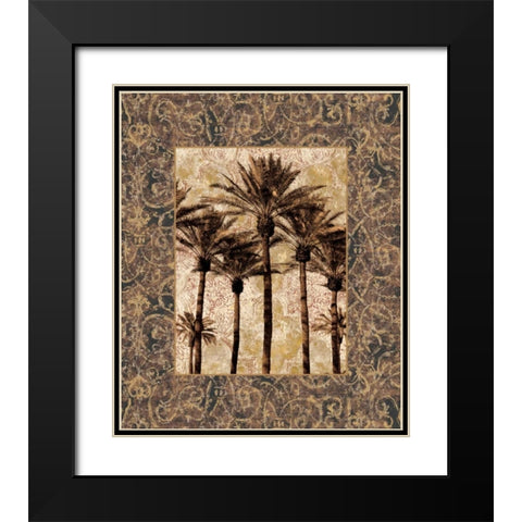 Palm Collage II Black Modern Wood Framed Art Print with Double Matting by Seba, John