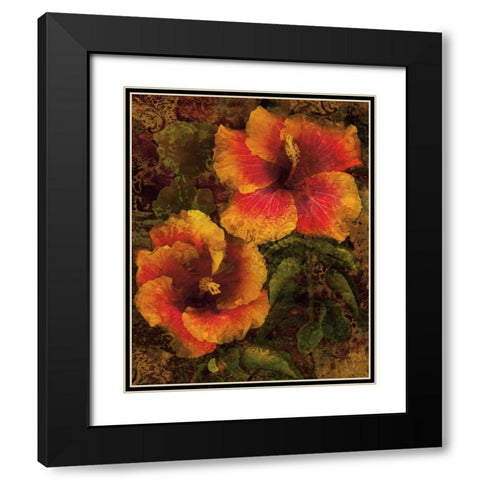 Hibiscus I Black Modern Wood Framed Art Print with Double Matting by Seba, John