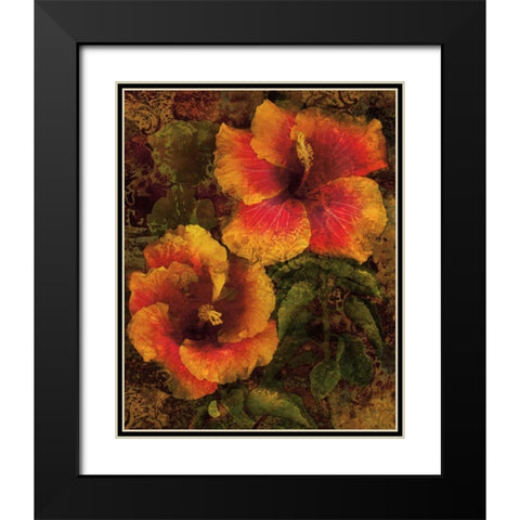 Hibiscus I Black Modern Wood Framed Art Print with Double Matting by Seba, John