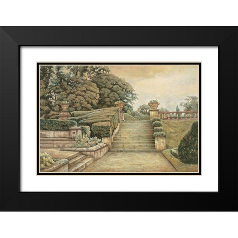 Steps to the Garden I Black Modern Wood Framed Art Print with Double Matting by Collins, Isabelle