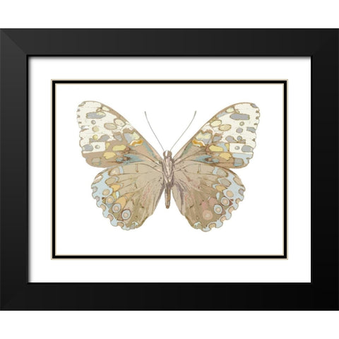 Butterfly in Taupe and Blue Black Modern Wood Framed Art Print with Double Matting by Bosco, Julia