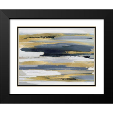 Beyond in Blue and Gold II Black Modern Wood Framed Art Print with Double Matting by Hanson, Jackie