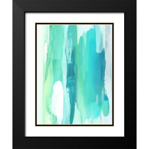 Converge Aqua I Black Modern Wood Framed Art Print with Double Matting by Hanson, Jackie