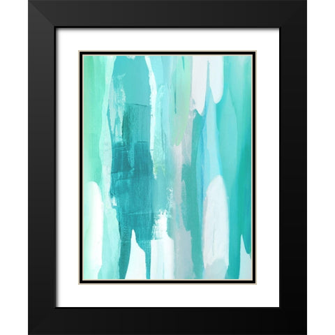 Converge Aqua II Black Modern Wood Framed Art Print with Double Matting by Hanson, Jackie