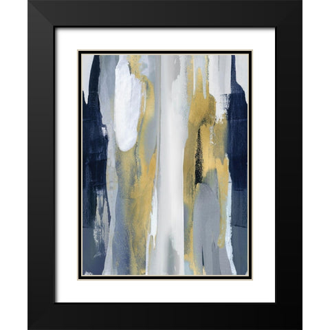 Converge Blue and Gold I Black Modern Wood Framed Art Print with Double Matting by Hanson, Jackie