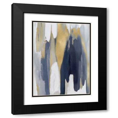 Converge Blue and Gold II Black Modern Wood Framed Art Print with Double Matting by Hanson, Jackie