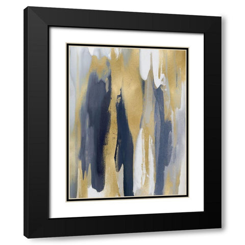 Converge Blue and Gold III Black Modern Wood Framed Art Print with Double Matting by Hanson, Jackie