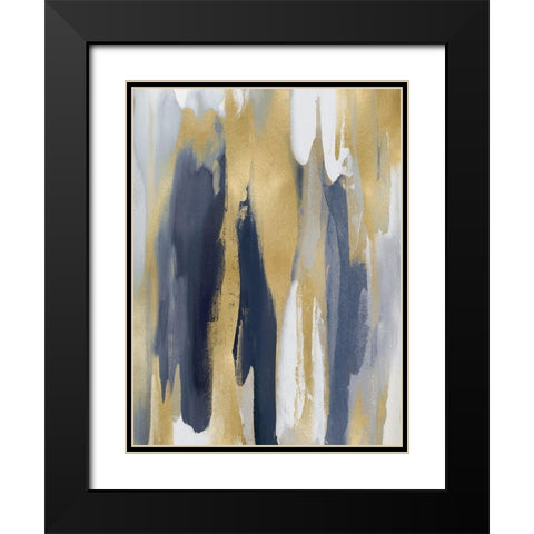 Converge Blue and Gold III Black Modern Wood Framed Art Print with Double Matting by Hanson, Jackie
