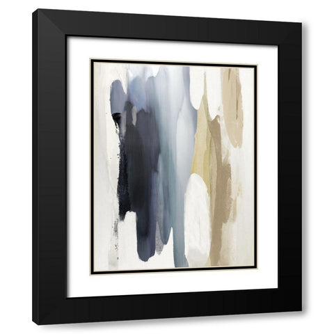 Converge Blue and Tan Black Modern Wood Framed Art Print with Double Matting by Hanson, Jackie