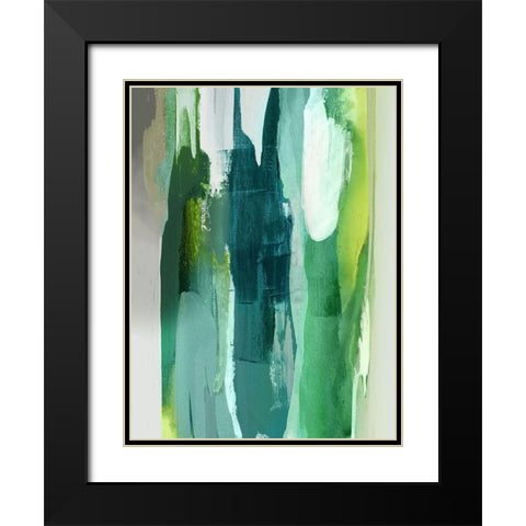 Converge Green I Black Modern Wood Framed Art Print with Double Matting by Hanson, Jackie