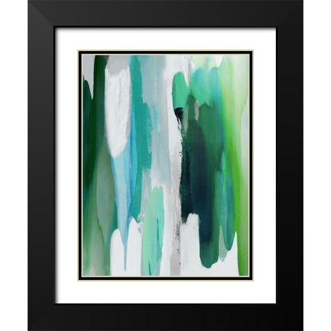 Converge Green II Black Modern Wood Framed Art Print with Double Matting by Hanson, Jackie
