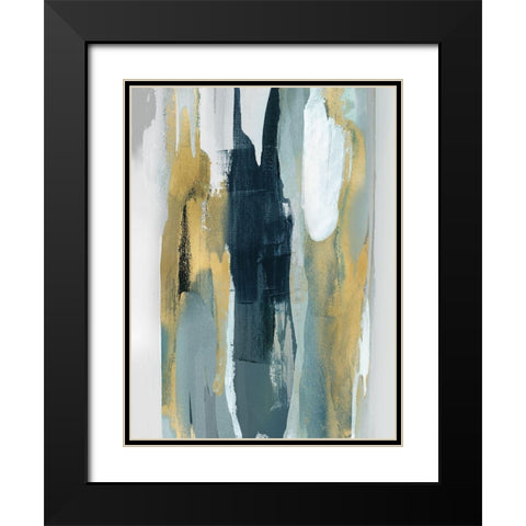 Converge Teal I Black Modern Wood Framed Art Print with Double Matting by Hanson, Jackie