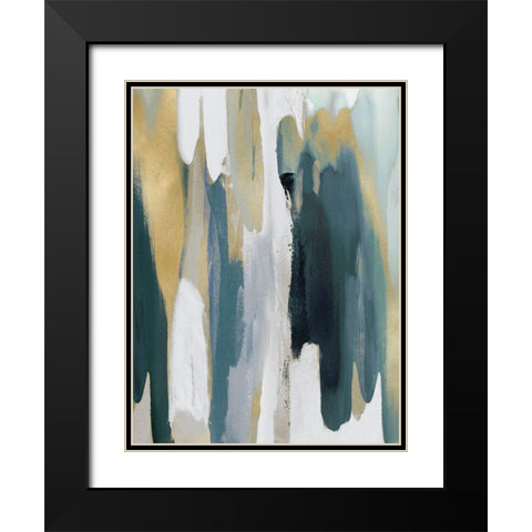 Converge Teal II Black Modern Wood Framed Art Print with Double Matting by Hanson, Jackie