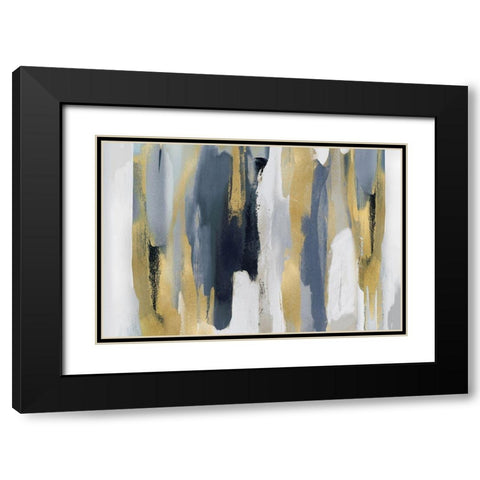 Echoes in Blue and Gold I Black Modern Wood Framed Art Print with Double Matting by Hanson, Jackie