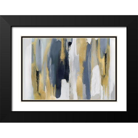 Echoes in Blue and Gold I Black Modern Wood Framed Art Print with Double Matting by Hanson, Jackie