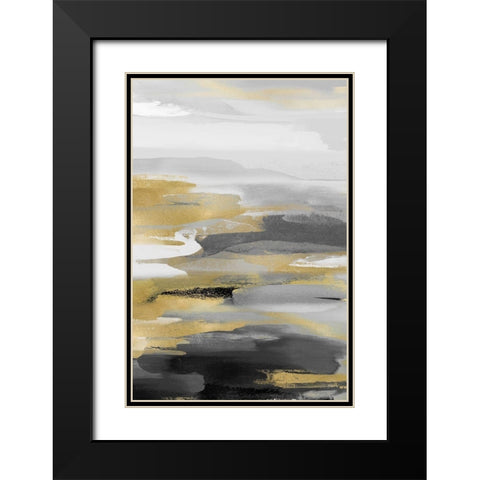 Intuition Black and Gold Black Modern Wood Framed Art Print with Double Matting by Hanson, Jackie