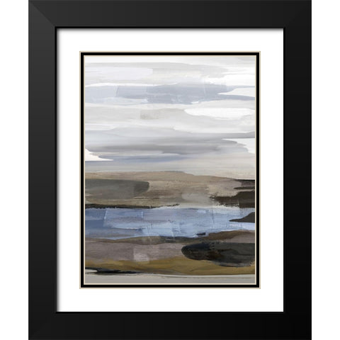 Intuition Blue and Brown Black Modern Wood Framed Art Print with Double Matting by Hanson, Jackie
