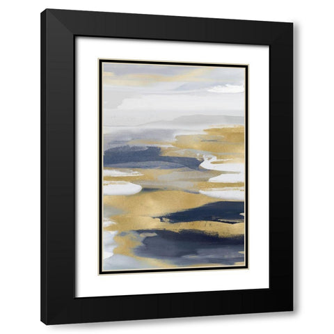 Intuition Blue and Gold I Black Modern Wood Framed Art Print with Double Matting by Hanson, Jackie