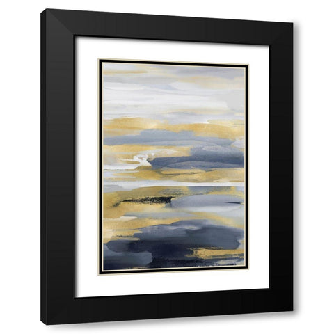 Intuition Blue and Gold II Black Modern Wood Framed Art Print with Double Matting by Hanson, Jackie