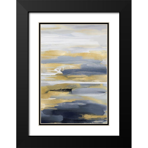 Intuition Blue and Gold II Black Modern Wood Framed Art Print with Double Matting by Hanson, Jackie