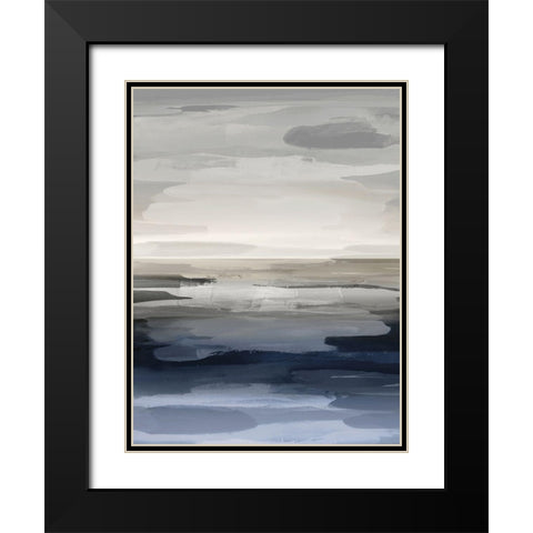 Intuition Blue and Gray Black Modern Wood Framed Art Print with Double Matting by Hanson, Jackie