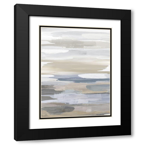 Intuition Blue and Tan Black Modern Wood Framed Art Print with Double Matting by Hanson, Jackie