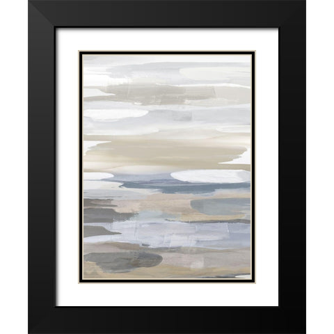 Intuition Blue and Tan Black Modern Wood Framed Art Print with Double Matting by Hanson, Jackie