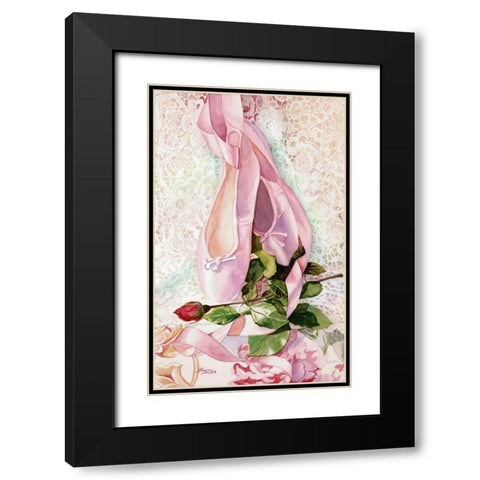 Ballet Rose Black Modern Wood Framed Art Print with Double Matting by Koenig, Judy