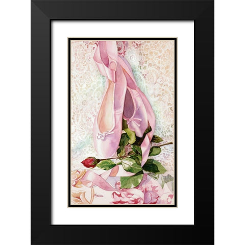 Ballet Rose Black Modern Wood Framed Art Print with Double Matting by Koenig, Judy