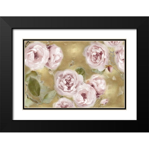 Roses on Gold III Black Modern Wood Framed Art Print with Double Matting by Lane, Joanna